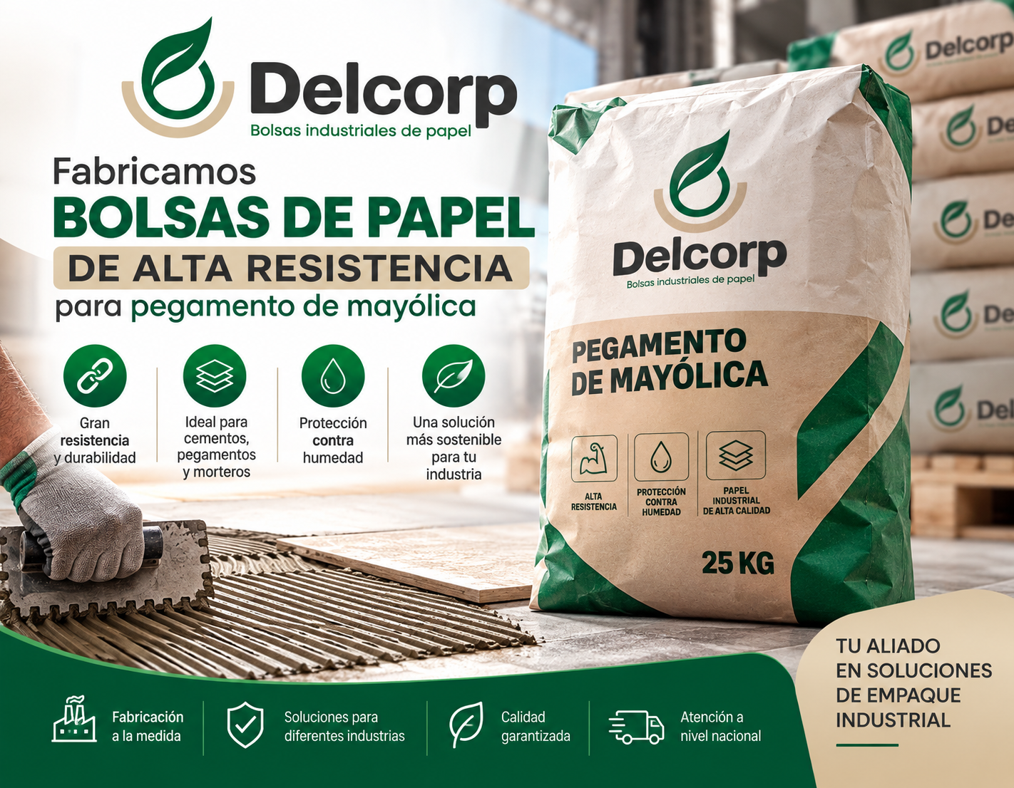 Bolsas de papel para pegamento de mayólica